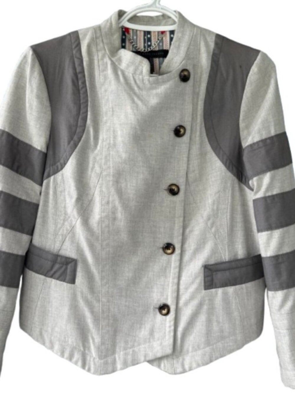 Marc By Marc Jacobs two-tone cropped peacoat grey women's size M - Picture 3 of 6